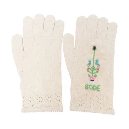 Bode , Pointelle Gloves ,Beige male, Sizes: ONE