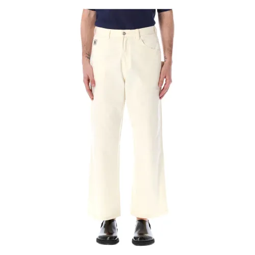 Bode , White Herringbone Worker Trousers ,White male, Sizes: