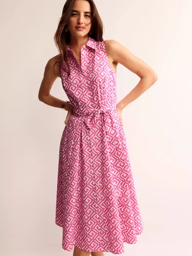 Boden Amy Maze Print Sleeveless Midi Shirt Dress, Pink Power - Pink Power - Female