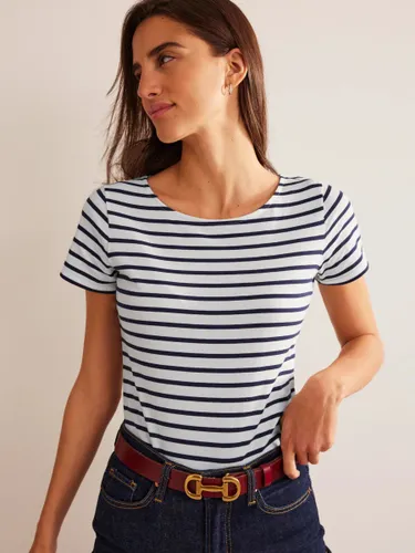 Boden Ava Breton Stripe T-Shirt, Ivory/Navy - Ivory/Navy - Female