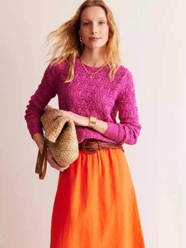 Boden Crochet Knit Jumper, Cosmos Pink - Cosmos Pink - Female