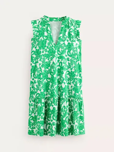 Boden Daisy Jersey Short Tier Dress, Green Opulent Whirl - Green Opulent Whirl - Female