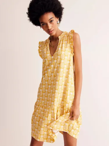 Boden Daisy Pineapple Print Jersey Mini Dress, Yellow/White - Yellow/White - Female