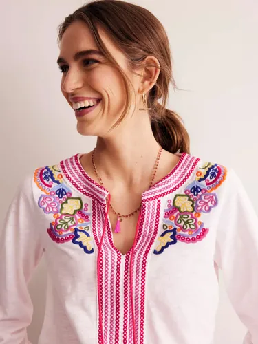Boden Diana Embroidered Top, White - White - Female