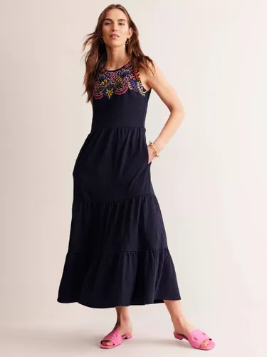 Boden Embroidered Jersey Midi Dress - Navy - Female