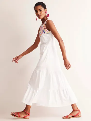 Boden Embroidered Jersey Midi Dress - White - Female