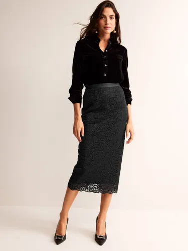 Boden Floral Lace Midi Pencil Skirt, Black - Black - Female