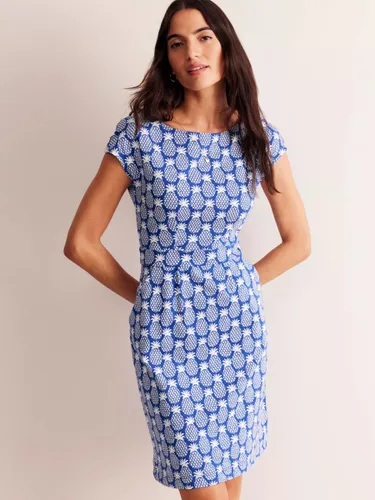 Boden Florrie Geometric Pineapples Jersey Dress, Blue - Blue - Female