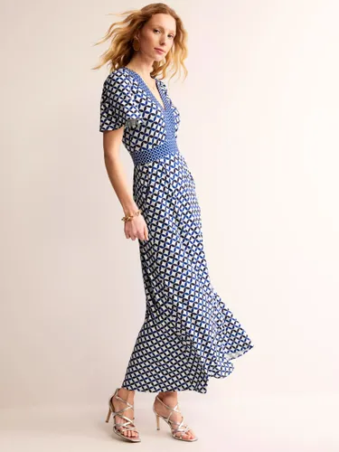 Boden Flutter Ecovero Jersey Maxi Dress, Ivory/Blue - Ivory/Blue - Female