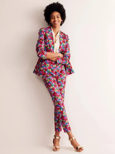 Boden Highgate Wild Poppy Sateen Floral Tailored Trousers, Multi - Multi - Female
