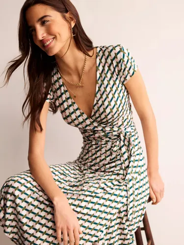 Boden Joanna Cap Sleeve Wrap Dress, Honeycomb Geo - Honeycomb Geo - Female