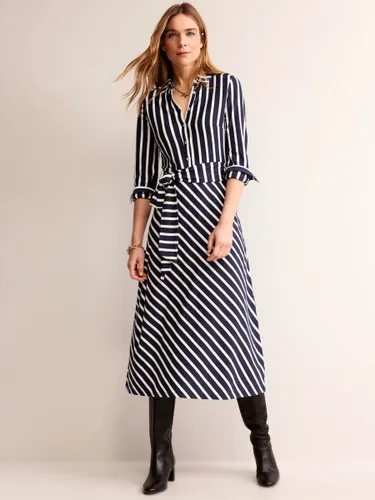 Boden Laura Stripe Jersey Midi Shirt Dress, Navy/Ivory - Navy/Ivory - Female