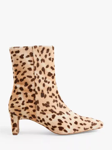 Boden Leopard Straight Ankle Boots, Neutral - Natural Leopard - Female
