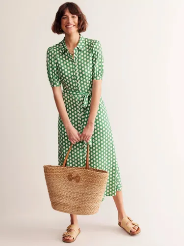 Boden Libby Honeycomb Geometric Jersey Dress, Green - Green - Female