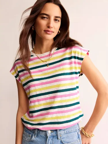 Boden Louisa Crew Neck Linen Stripe T-Shirt, Multi - Multi - Female