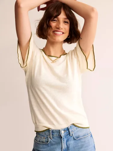 Boden Maggie Boat Neck Linen T-Shirt, Warm Ivory - Warm Ivory - Female