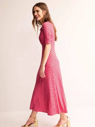 Boden Rebecca Diamond Print Midi Jersey Dress, Scarlet - Scarlet - Female