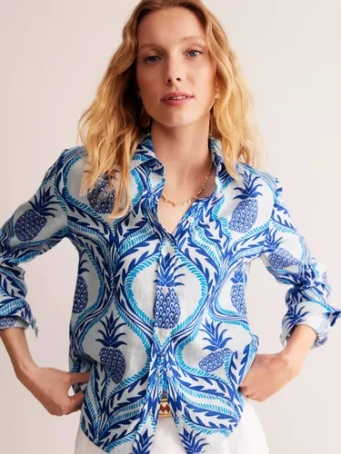 Boden Sienna Pineapple Print Linen Shirt, Blue/Multi - Blue/Multi - Female