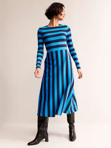 Boden Stripe Midi Jersey Dress, Navy/Turquoise - Navy/Turquoise - Female