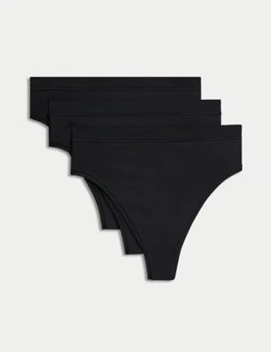 Body By M&S Womens 3pk Flexifit™ High Waisted Thongs - 6 - Black, Black