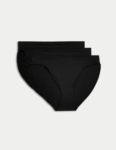 Body By M&S Womens 3pk Flexifit™ Modal High Leg Knickers - 6 - Black, Black,Rose Quartz,White,Blackcurrant