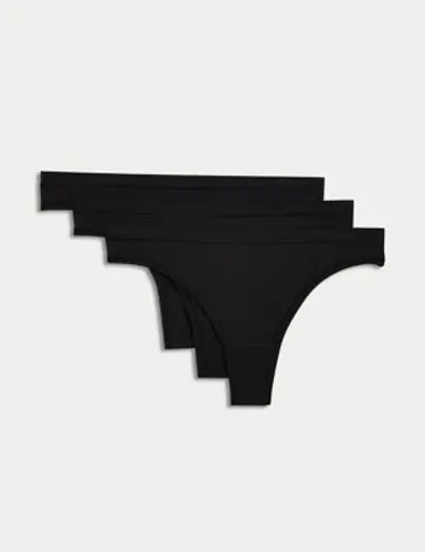 Body By M&S Womens 3pk Flexifit™ Modal Thongs - 8 - Black, Black,Rose Quartz,Blackcurrant