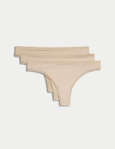 Body By M&S Womens 3pk Flexifit™ Thongs - 8 - Rose Quartz, Rose Quartz
