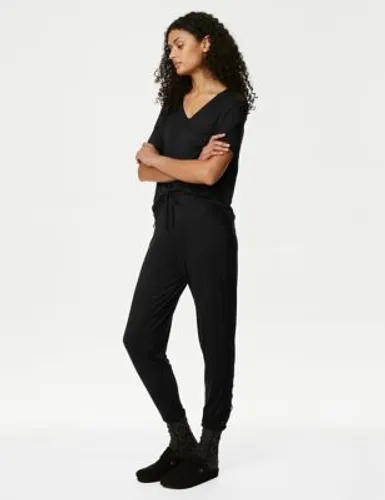 Body By M&S Womens Body Soft™ Lace Detail Lounge Joggers - XSREG - Black, Black