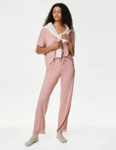 Body By M&S Womens Body Soft™ Lace Trim Pyjama Bottoms - XSREG - Grey, Grey