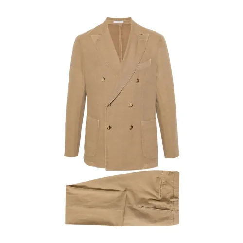 Boglioli , Beige Suit with Peak Lapels ,Beige male, Sizes: