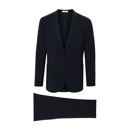 Boglioli , Blue Wool Suit with Interwoven Design ,Blue male, Sizes: