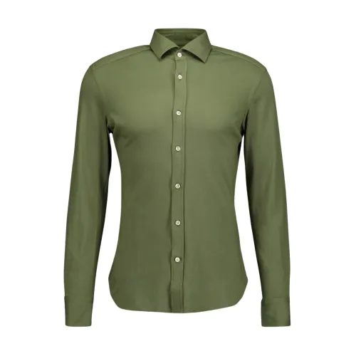 Boglioli , Classic Collar Cotton Shirt ,Green male, Sizes: