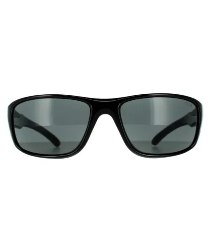 Bolle Wrap Mens Shiny Black TNS Grey Sunglasses - One