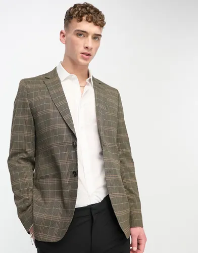 Bolongaro Trevor khaki check suit jacket-Brown