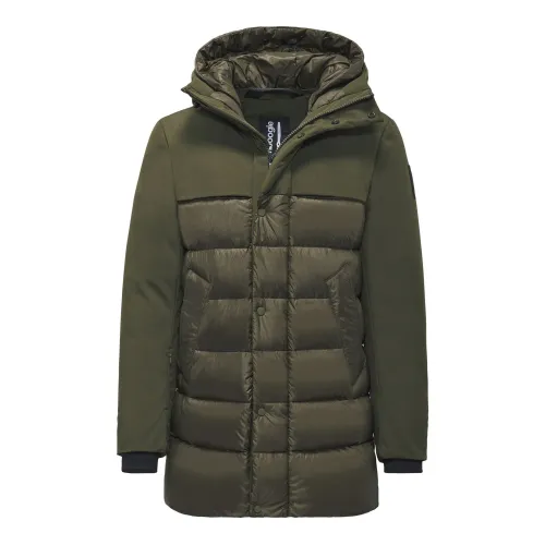 BomBoogie , Bi-material Down Parka with Double Hood ,Green male, Sizes: