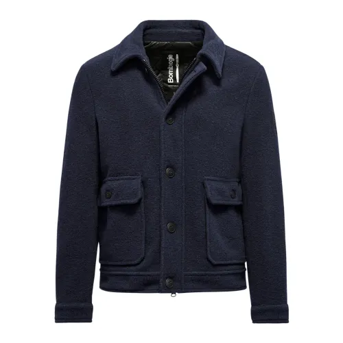 BomBoogie , Boiled Wool Effect Shirt-Jacket ,Blue male, Sizes: