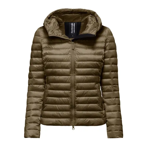 BomBoogie , Bright Nylon Hooded Jacket with Synthetic Padding ,Brown female, Sizes: