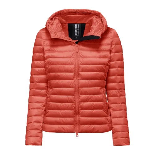 BomBoogie , Bright Nylon Hooded Jacket with Synthetic Padding ,Red female, Sizes: