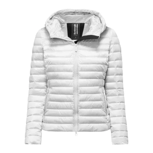 BomBoogie , Bright Nylon Hooded Jacket with Synthetic Padding ,White female, Sizes: