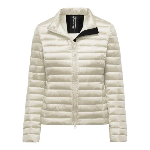 BomBoogie , Bright Nylon Jacket with Feather-Effect Padding ,Gray female, Sizes: