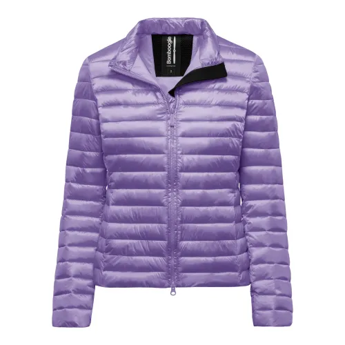 BomBoogie , Bright Nylon Jacket with Feather-Effect Padding ,Purple female, Sizes: