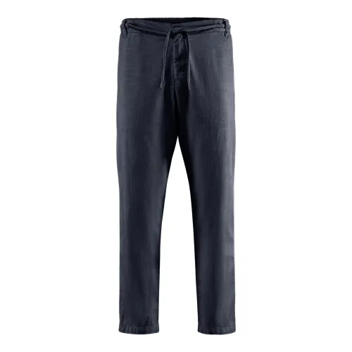 BomBoogie , Chino Pants with Elastic Waistband and Drawstring ,Blue male, Sizes: