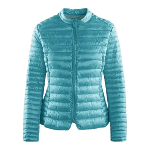 BomBoogie , Clear Blue Iridescent Satin Nylon Down Jacket ,Blue female, Sizes: