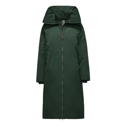 BomBoogie , Extra Long Down Jacket with Over Collar ,Green female, Sizes: