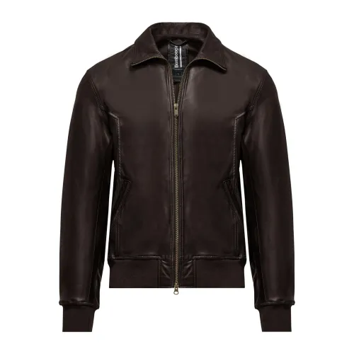 BomBoogie , Iconic Leather Jacket Spring Version ,Brown male, Sizes: