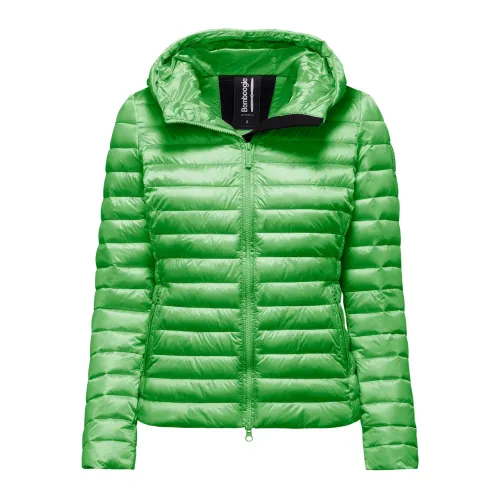 BomBoogie , Lightweight Bright Nylon Hooded Jacket ,Green female, Sizes: