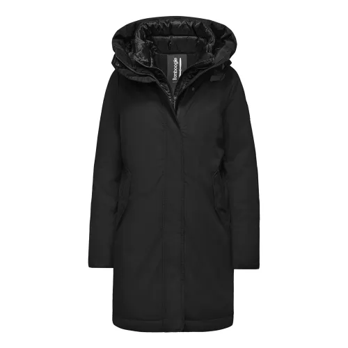BomBoogie , Long Hooded Parka with Double Collar ,Black female, Sizes: