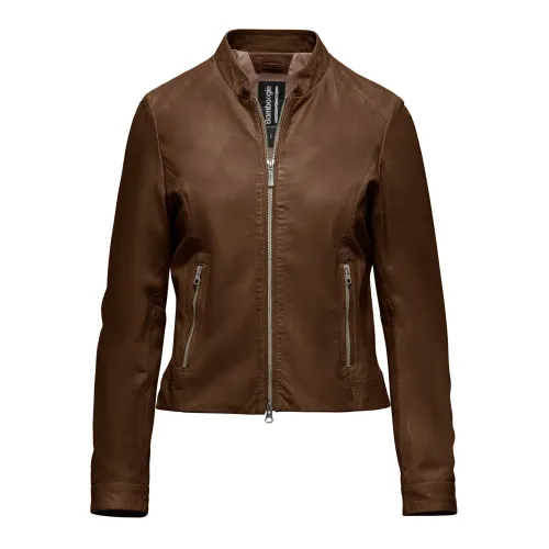 BomBoogie , Naty Leather Jacket ,Brown female, Sizes: