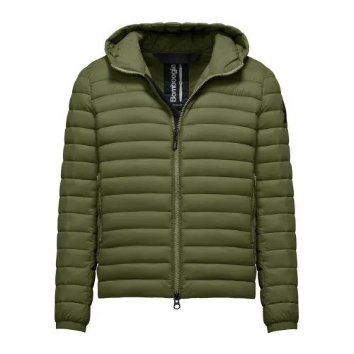 BomBoogie , Nylon Down Jacket with Hood ,Green male, Sizes: