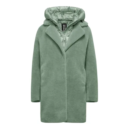 BomBoogie , Odessa Overcoat - Eco-Fur Coat ,Green female, Sizes: